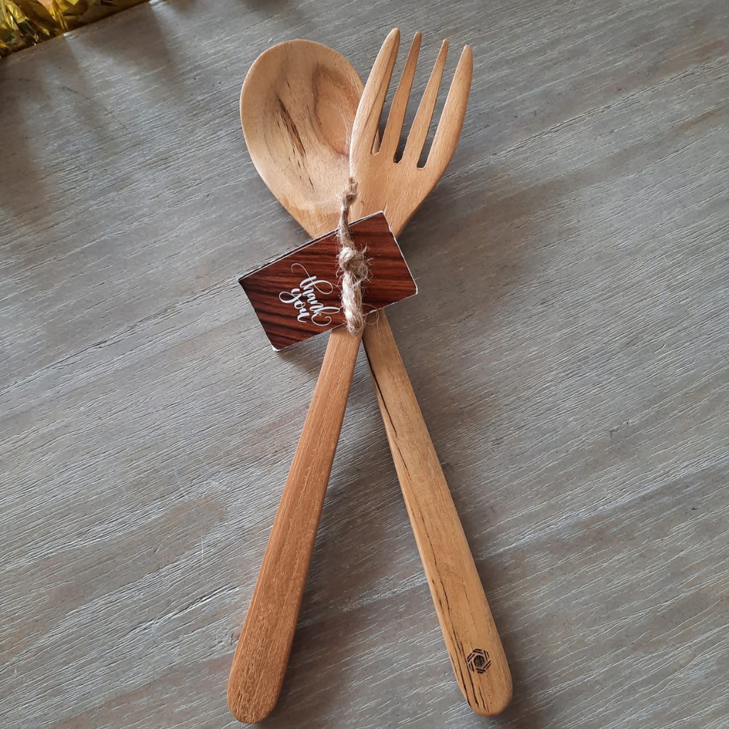 DKY HOME DECOR KAYU SENDOK GARPU JATI MAKAN P20 