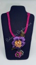 BVN WANITA AKSESORIS KALUNG ETNIK BATIK WARNA MAGENTA SOSPESO BUNGA