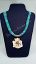 BVN WANITA AKSESORIS KALUNG ETNIK LURIK WARNA BIRU TOSKAH LIONTIN KERANG